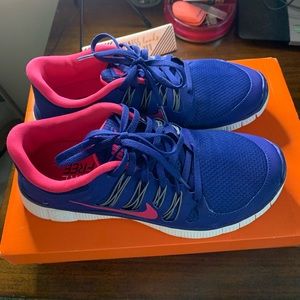 Blue and pink Nike Free Run 5.0 BOX NOT INCLUDED